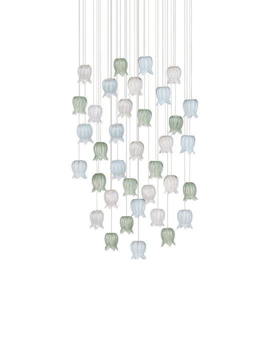 Currey and Company - 9000-1424 - 36 Light Pendant - Polpo - Blue/Green/White/Silver