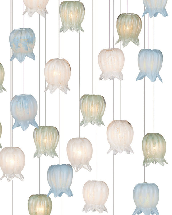 Currey and Company - 9000-1424 - 36 Light Pendant - Polpo - Blue/Green/White/Silver