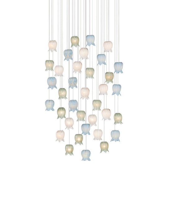 Currey and Company - 9000-1424 - 36 Light Pendant - Polpo - Blue/Green/White/Silver