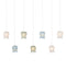 Currey and Company - 9000-1425 - Seven Light Pendant - Polpo - Blue/Green/White/Silver