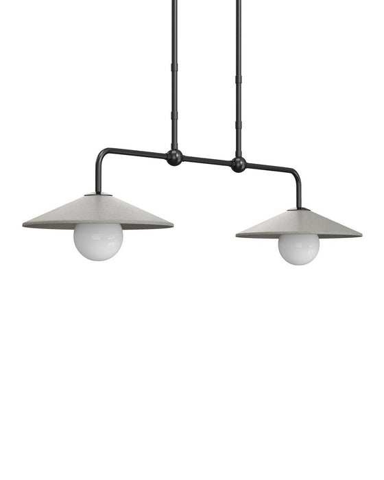 Currey and Company - 9500-0022 - Two Light Pendant - Bothy - Natural/Black/Frosted White