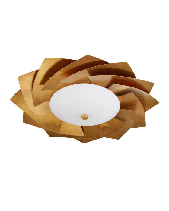 Currey and Company - 9999-0080 - LED Flush Mount - Asterisk - Contemporary Gold Leaf/Contemporary Gold/Opaque White