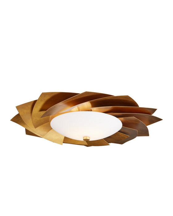 Currey and Company - 9999-0080 - LED Flush Mount - Asterisk - Contemporary Gold Leaf/Contemporary Gold/Opaque White