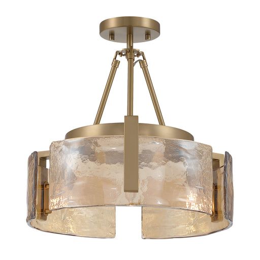 Aenon Three Light Semi-Flush Mount Brushed Champagne Brass