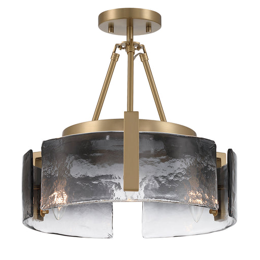 Aenon Three Light Semi-Flush Mount Brushed Champagne Brass