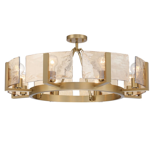 Aenon Eight Light Semi-Flush Mount Brushed Champagne Brass