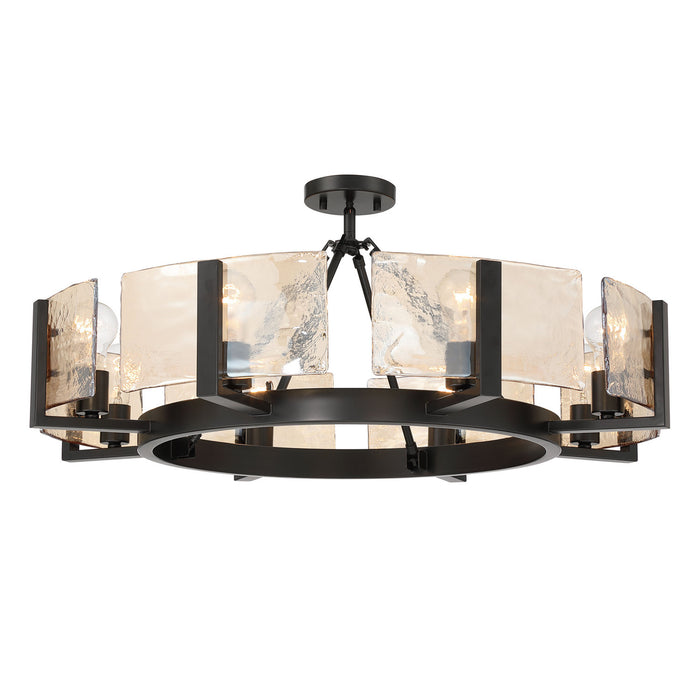 Golden - 3164-8SF BLK-AWG - Eight Light Semi-Flush Mount - Aenon - Matte Black