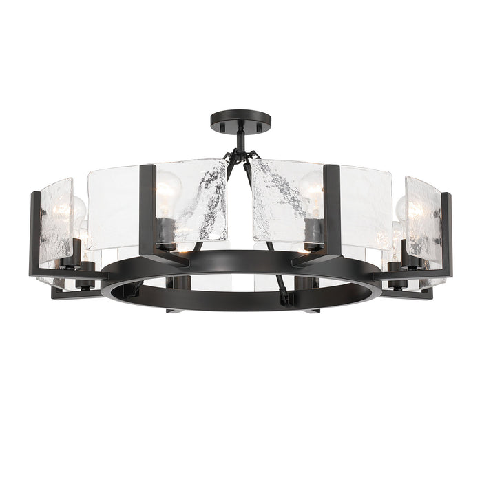 Golden - 3164-8SF BLK-HWG - Eight Light Semi-Flush Mount - Aenon - Matte Black