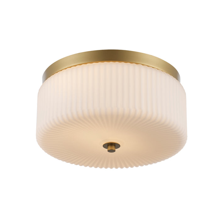Trans Globe Imports - 16232 AG-FR - Two Light Flush Mount - Quartz Quarters - Antique Gold / Frosted