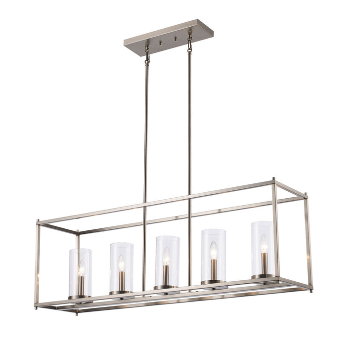 Trans Globe Imports - 72047-5 BN - Five Light Linear Pendant - Carter - Brushed Nickel
