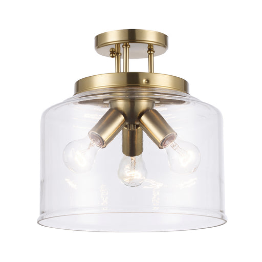 Trans Globe Imports - 72057-3 AG - Three Light Semi-Flush Mount - Zoe - Antique Gold