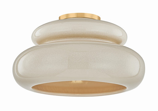 Pia One Light Semi Flush Mount Aged Brass