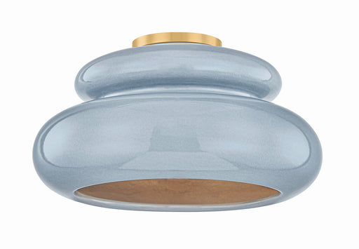 Pia One Light Semi Flush Mount Aged Brass
