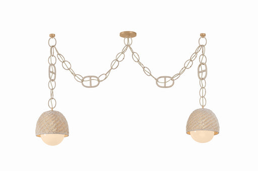 Piasu Two Light Linear Champagne Leaf