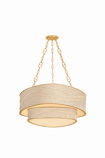 Kiso Nine Light Chandelier Vintage Gold Leaf