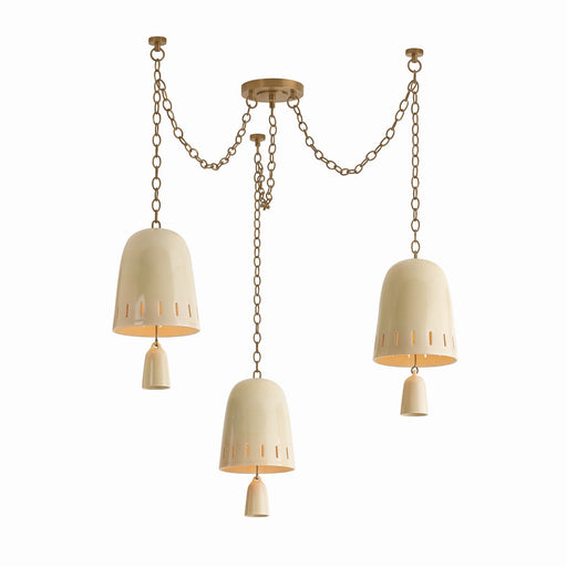 Omi Three Light Chandelier Patina Brass