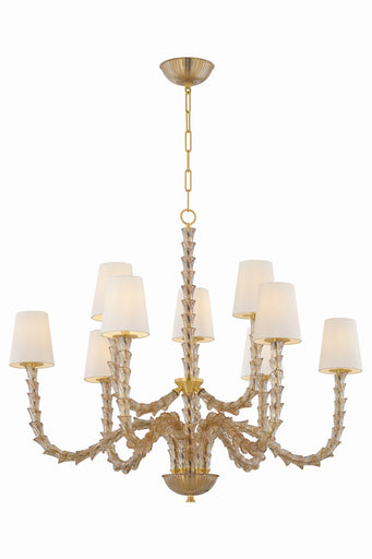 Calumet Nine Light Chandelier Aged Brass