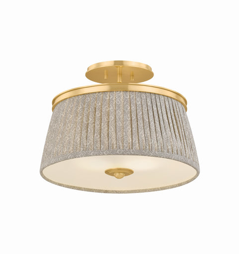 Valeria Two Light Semi Flush Mount Aged Brass
