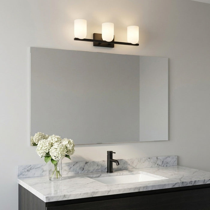 Generation Lighting - GLV1973MBKE - Three Light Vanity - Neblina - Midnight Black