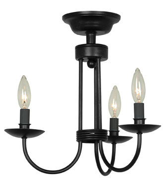 Wrought Iron Three Light Flush Mount Black