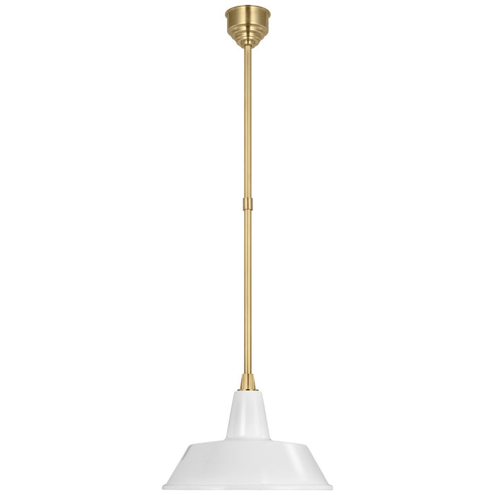 Visual Comfort Signature - TOB 5803HAB-WHT - LED Pendant - Academy Barn Light - Hand-Rubbed Antique Brass