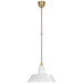Visual Comfort Signature - TOB 5803HAB-WHT - LED Pendant - Academy Barn Light - Hand-Rubbed Antique Brass