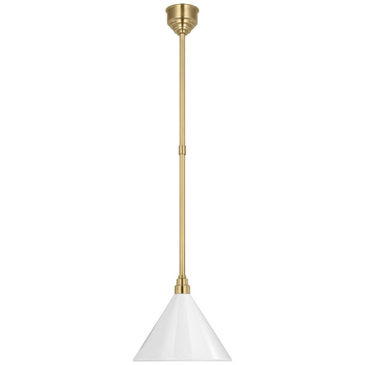 Visual Comfort Signature - TOB 5819HAB-WHT - LED Pendant - Academy Barn Light - Hand-Rubbed Antique Brass