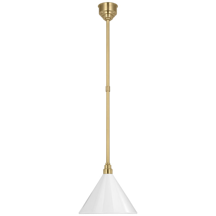 Visual Comfort Signature - TOB 5819HAB-WHT - LED Pendant - Academy Barn Light - Hand-Rubbed Antique Brass