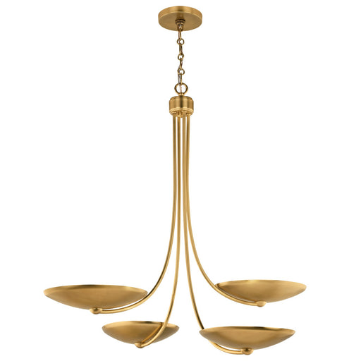 Palmela Four Light Chandelier Lacquered Brass