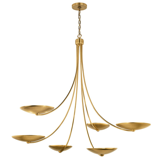 Palmela Six Light Chandelier Lacquered Brass