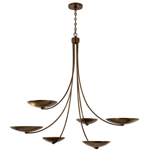 Palmela Six Light Chandelier Lacquered Brass