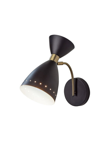 Oscar Wall Lamp Black W. Antique Brass