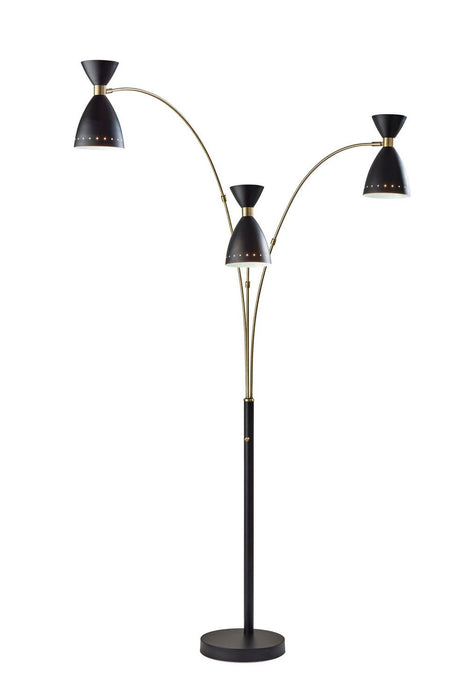 Adesso Home - 4290-01 - Three Light Floor Lamp - Oscar - Black W. Antique Brass