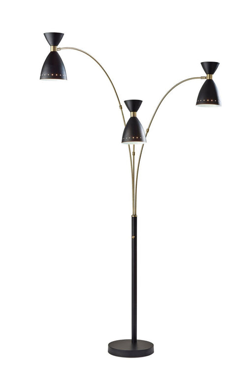 Adesso Home - 4290-01 - Three Light Floor Lamp - Oscar - Black W. Antique Brass