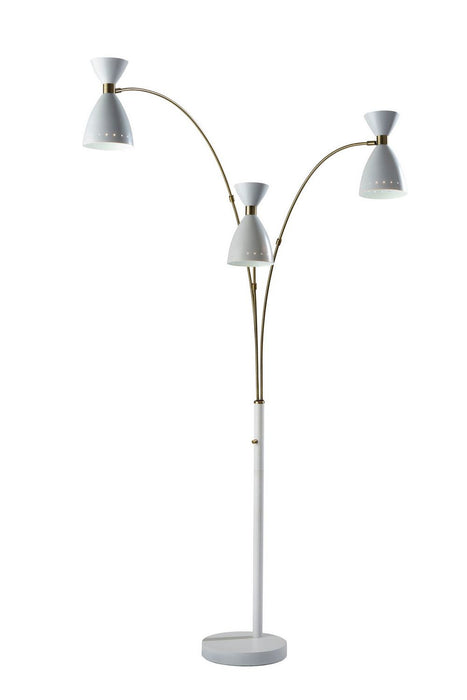 Adesso Home - 4290-02 - Three Light Floor Lamp - Oscar - White W. Antique Brass