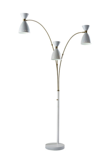 Oscar Three Light Floor Lamp White W. Antique Brass