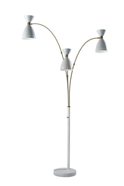 Adesso Home - 4290-02 - Three Light Floor Lamp - Oscar - White W. Antique Brass