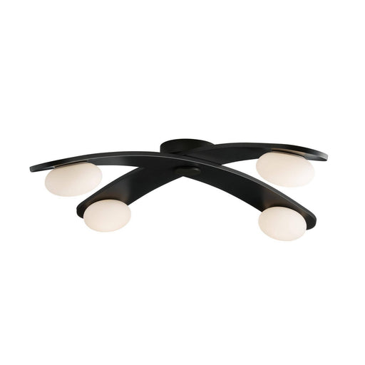 Axia LED Flush Mount Blackened Iron/Matte Opal