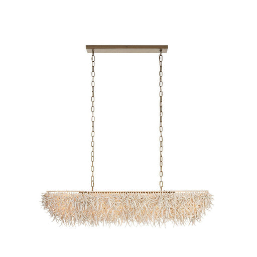 Cabo Six Light Linear Chandelier Ivory/Antique Brass