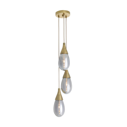 Giselle Three Light Chandelier Smoke Luster/Antique Brass