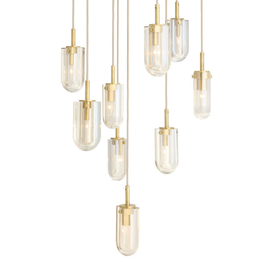 Javier Nine Light Chandelier Champagne/Antique Brass