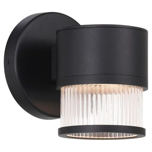 Access - 23030LEDDMG-BL/CRB - LED Outdoor Wall Mount - Ari Clear Ribbed - Black