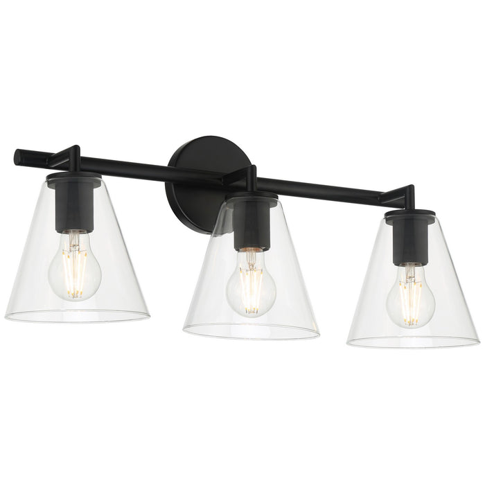 Access - 62633-MBL/CLR - Three Light Vanity - Katie - Matte Black