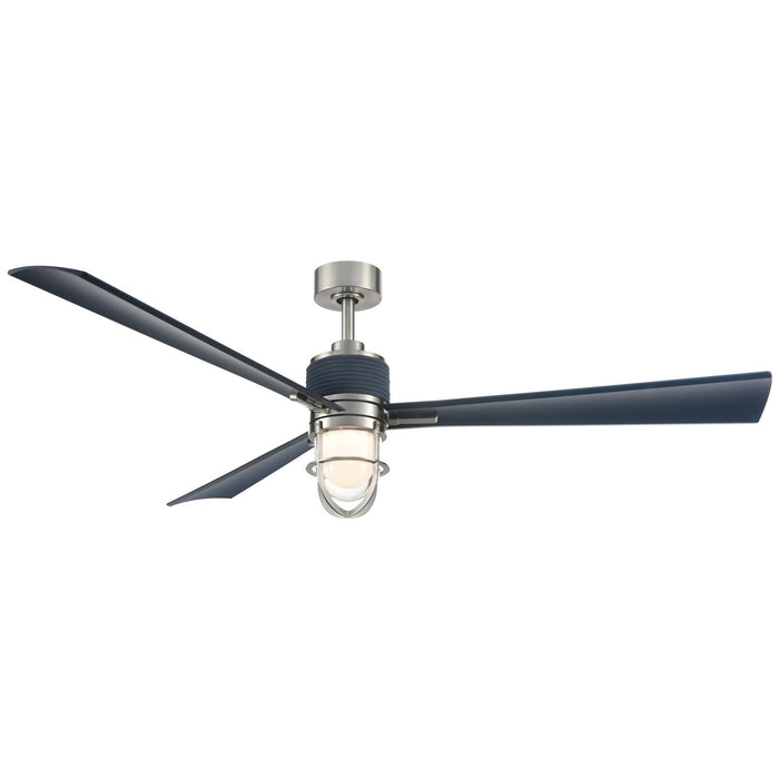 Minka Aire - F768L-BNW/NVY - 65"Ceiling Fan - Nauticus - Brushed Nickel Wet With Navy Blades