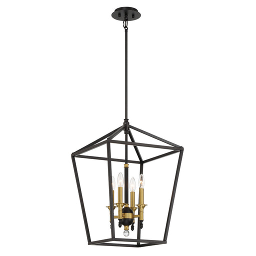 Townhall Four Light Pendant Coal And Soft Brass