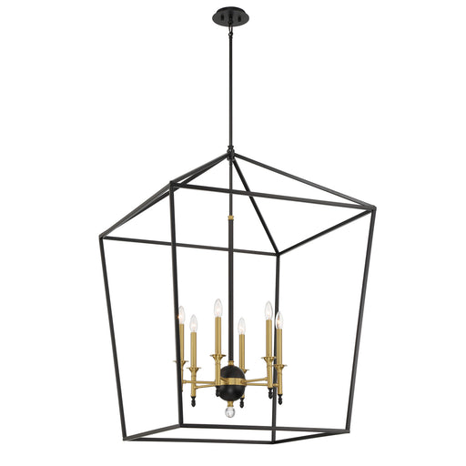 Townhall Six Light Pendant Coal And Soft Brass
