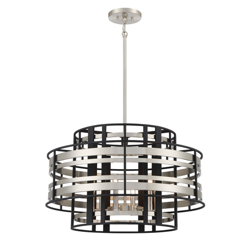 Metropolitan - N7985-420 - Six Light Pendant - Presten - Brushed Nickel With Sand Coal Highlights