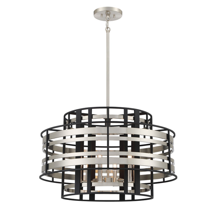 Metropolitan - N7985-420 - Six Light Pendant - Presten - Brushed Nickel With Sand Coal Highlights