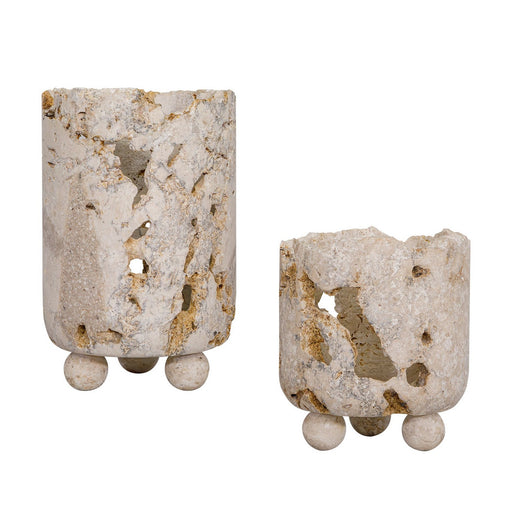 Uttermost - 18356 - Candleholders, S/2 - Quarried Stone - Natural