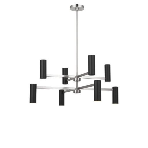Zentro Eight Light Chandelier Brushed Nickel